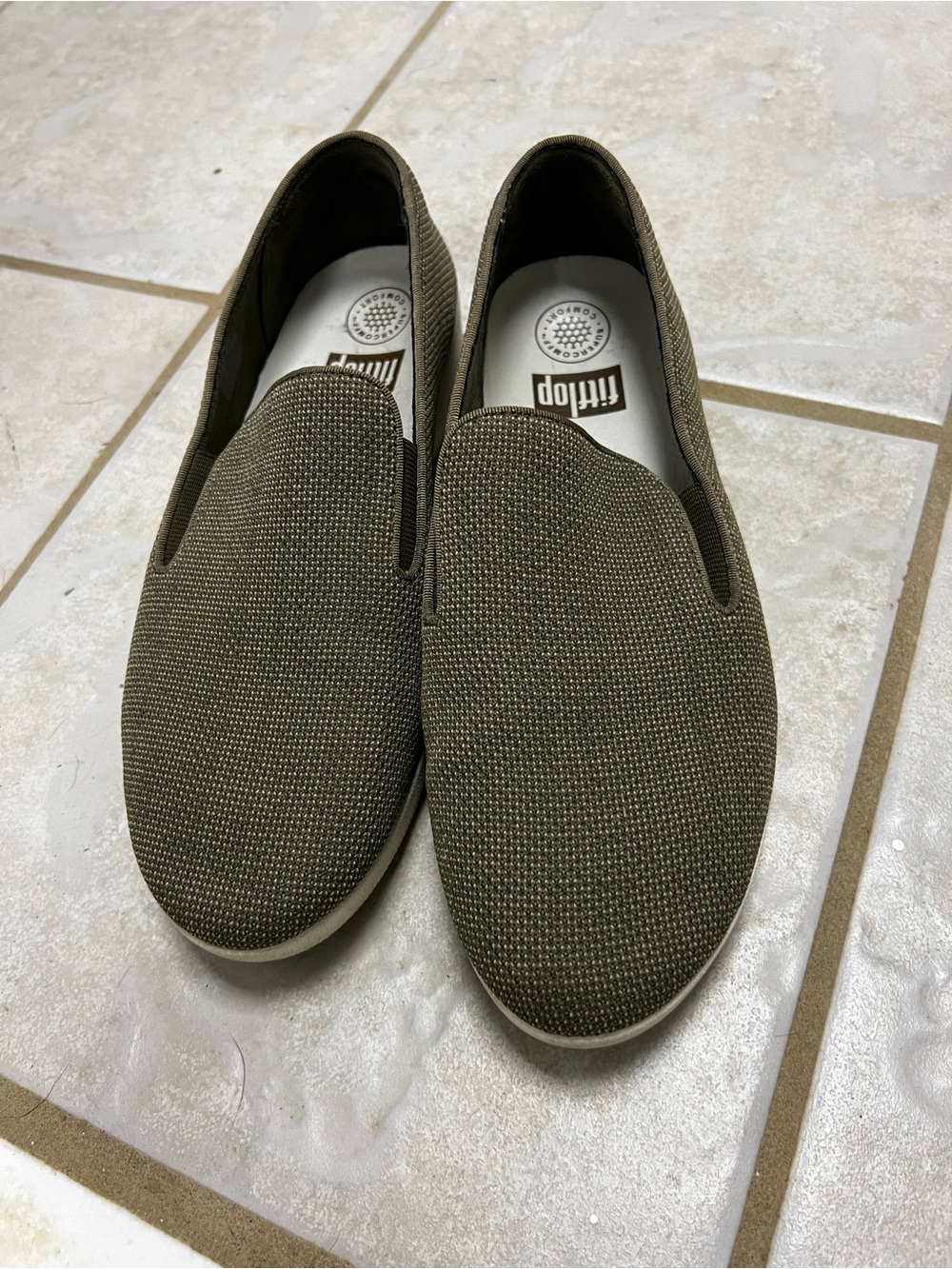 Fitflop Olive Green Slip-On Canvas Loafers